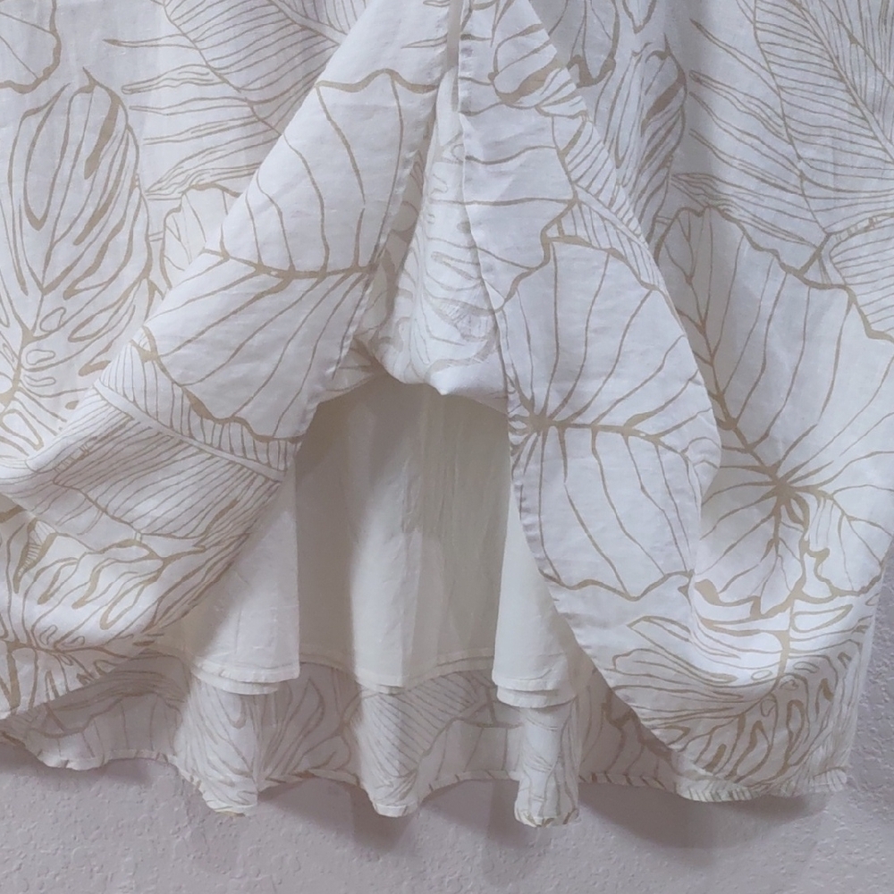 Magaschoni 100 Linen, Size 8 Elegant White Floral Dress - Picture 17 of 17